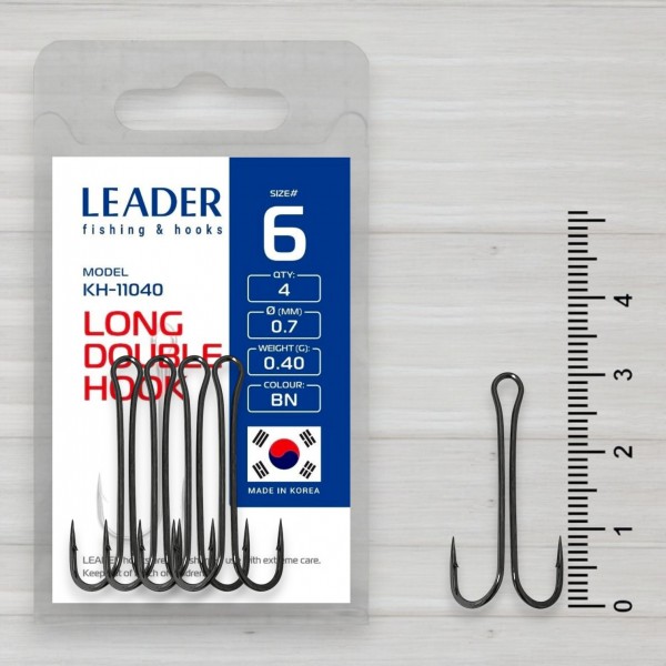 Гачки двійники Leader Long Double, 4шт/уп, № 6